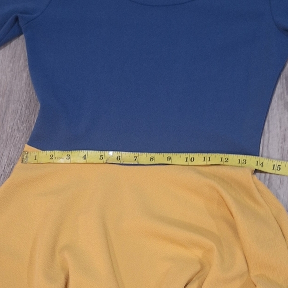 Lularoe  Amelia Blue& Gold Colorblock Dress sz M #760 - Picture 8 of 9